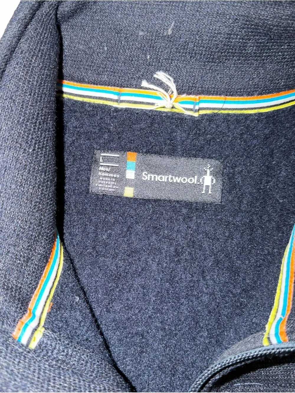 Smartwool Hudson Trail Fleece Vest Mens L Navy Full Zip Recycled Wool